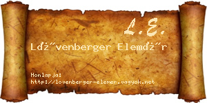Lövenberger Elemér névjegykártya